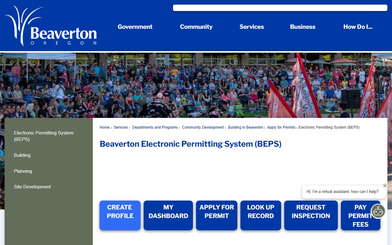 Beaverton electronic permitting system BEPS for Beaverton deed records research
