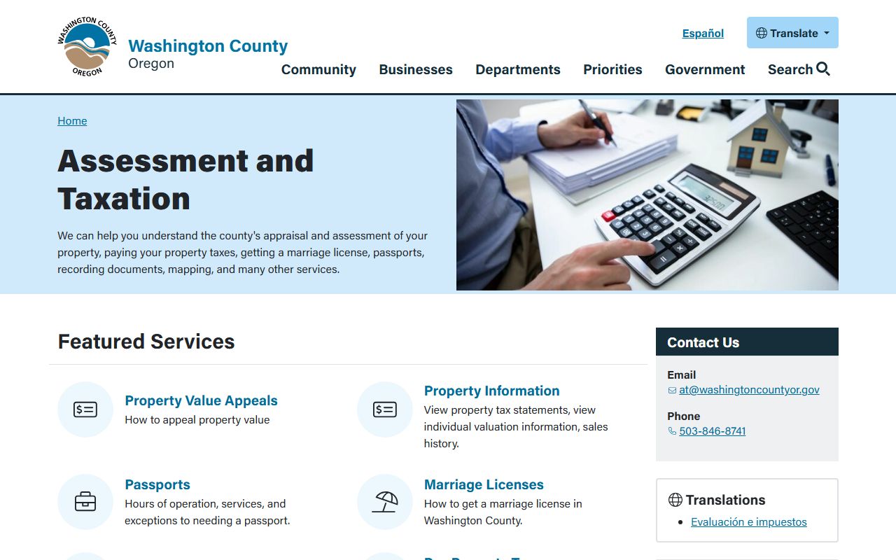 Washington County assessment and taxation for Beaverton deed records