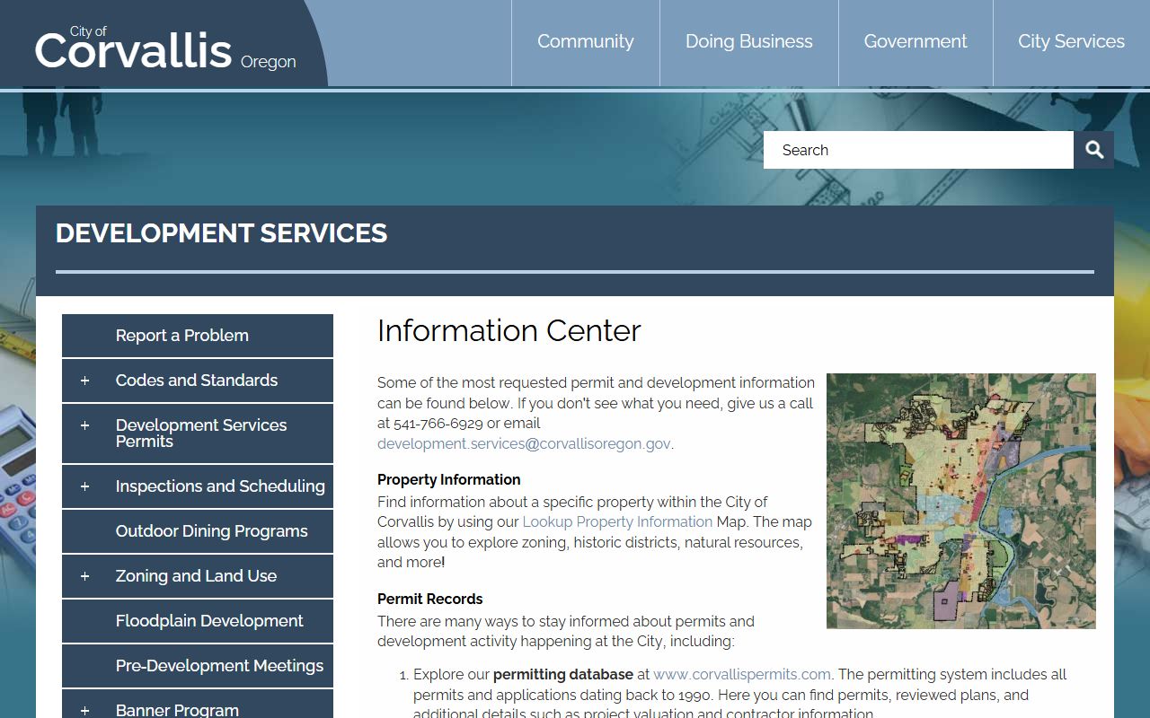 Corvallis Development Services center for Corvallis property records