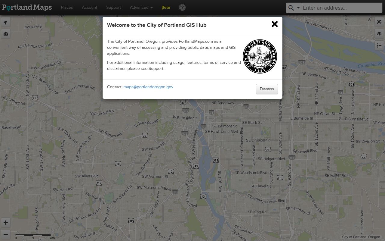 PortlandMaps GIS property search tool for Portland deed records