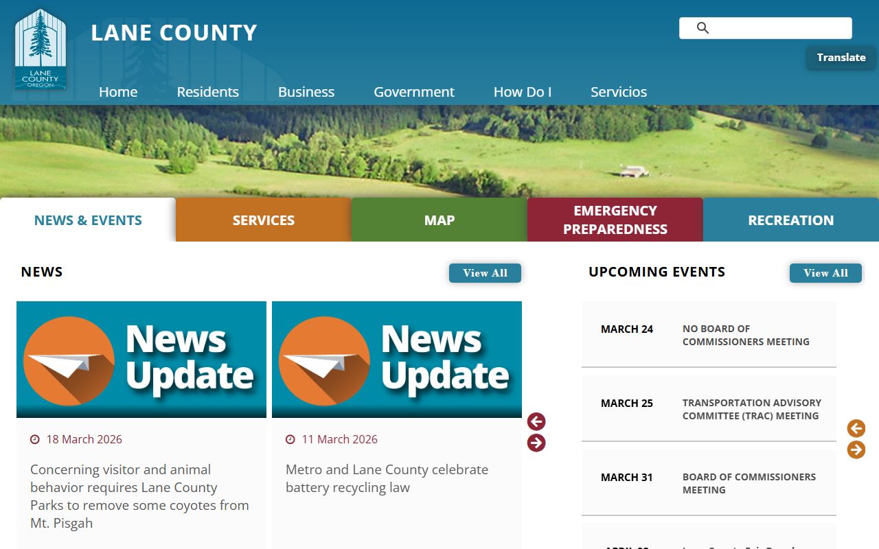 Lane County official website with deed records and property links