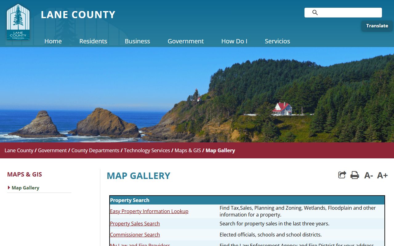 Lane County property lookup tool for deed records research